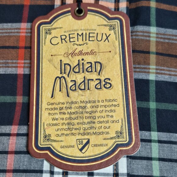 Cremieux Shirt Mens Size XL Indian Madras Plaid Button Up Short Sleeve Cotton 56 - Picture 4 of 11